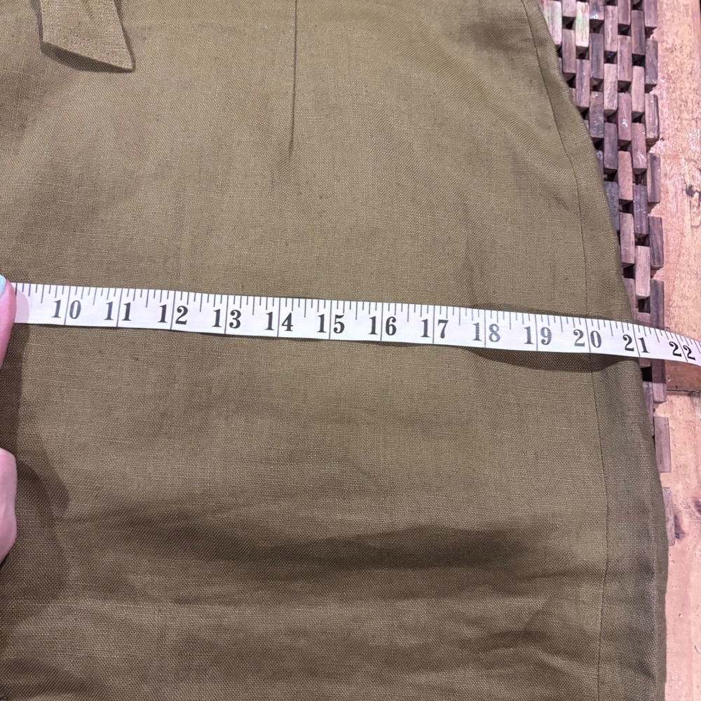 Talbots Vintage Linen Olive Green V-Neck Tie Waist Sheath Dress Size‎ 12 Womens - Picture 9 of 12